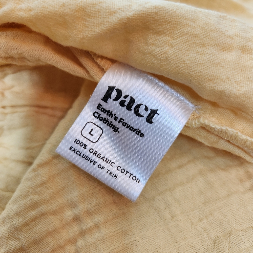 Pact Sungold Yellow Organic Coastal Double Gauze Breezy Dress Women's Size Large - Picture 6 of 6